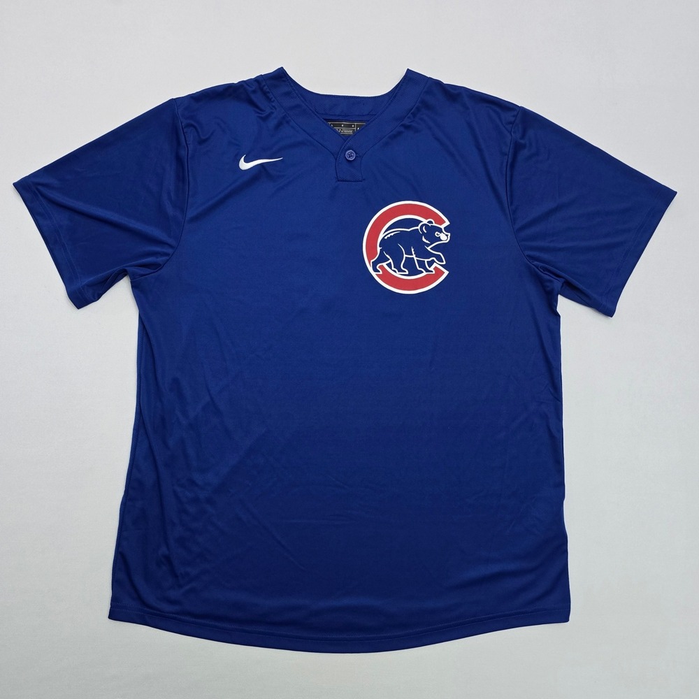 Nike Chicago Cubs MLB Blue Henley Batting Practice Jersey Shirt Mens Large #12